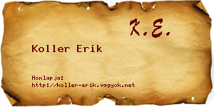 Koller Erik névjegykártya